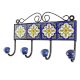 Navy Blue With White Ceramic Floral Tiles Hook 